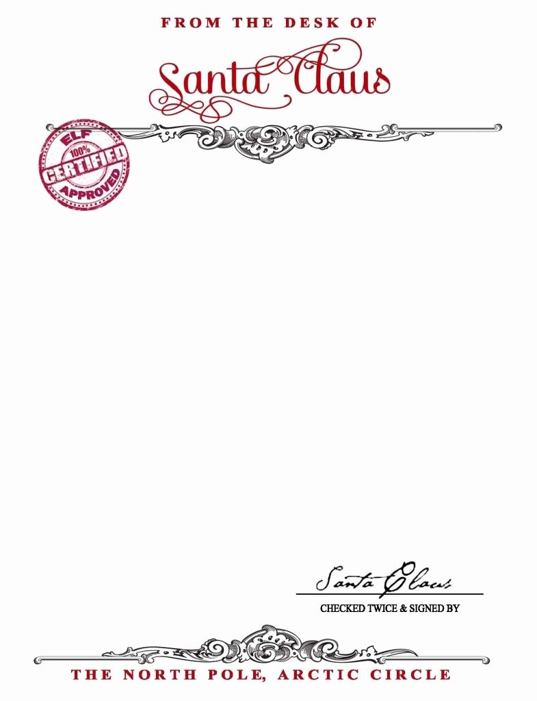 Letter From Santa Template Word Luxury Santa Claus Stationary Free Printable Your Golden