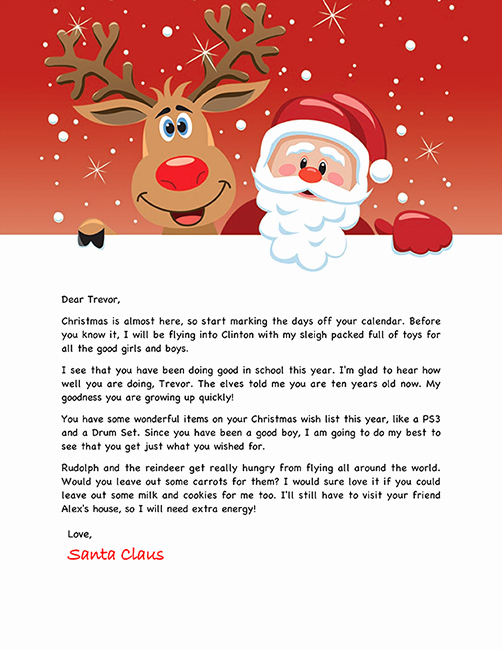 Letter From Santa Template Word Unique Free Santa Letter Holiday Christmas