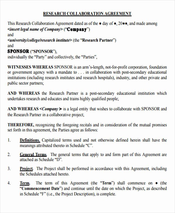 Letter Of Collaboration Unique Collaboration Agreement Templates 10 Free Sample