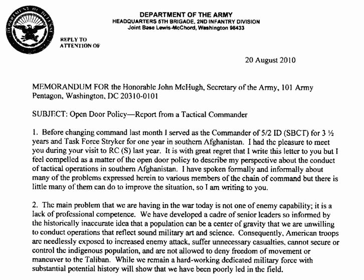 Letter Of Concern Army Example Best Of Hall Of Record Coin Afghanistan Counterinsurgency Strategy