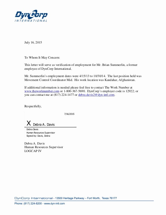 Letter Of Concern for Employee Beautiful Dyncorp Voe