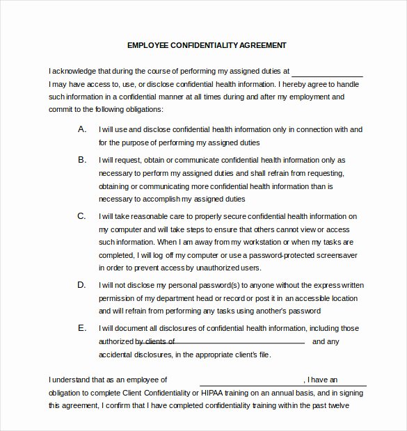 Letter Of Confidentiality Template Awesome 26 Confidentiality Agreement Templates Doc Pdf