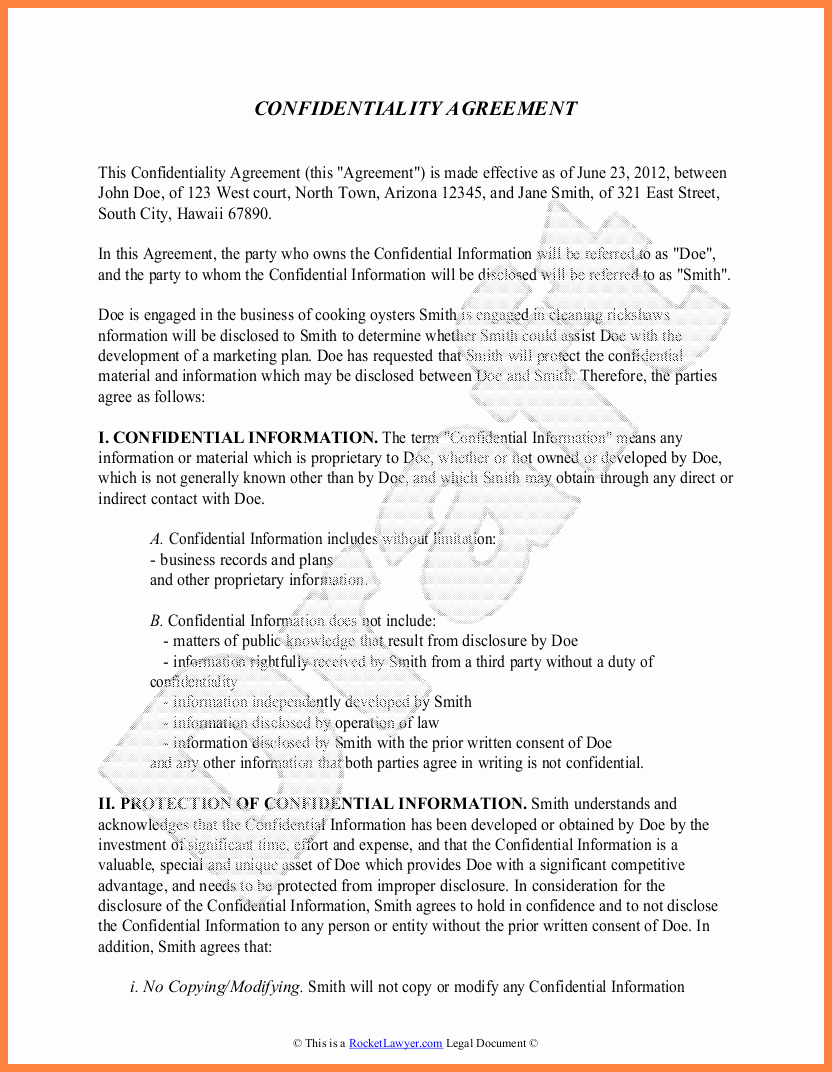 Letter Of Confidentiality Template Awesome 7 Proprietary Information Agreement Template