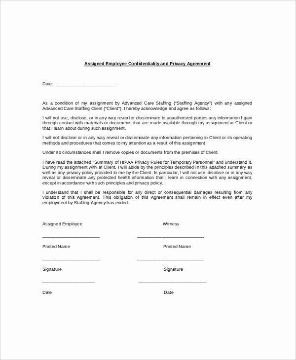 Letter Of Confidentiality Template Beautiful 15 Employee Confidentiality Agreement Templates – Free
