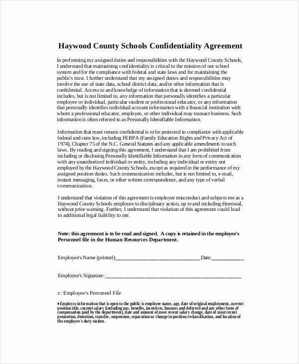 Letter Of Confidentiality Template Beautiful Human Resources Confidentiality Agreement – 10 Free Word