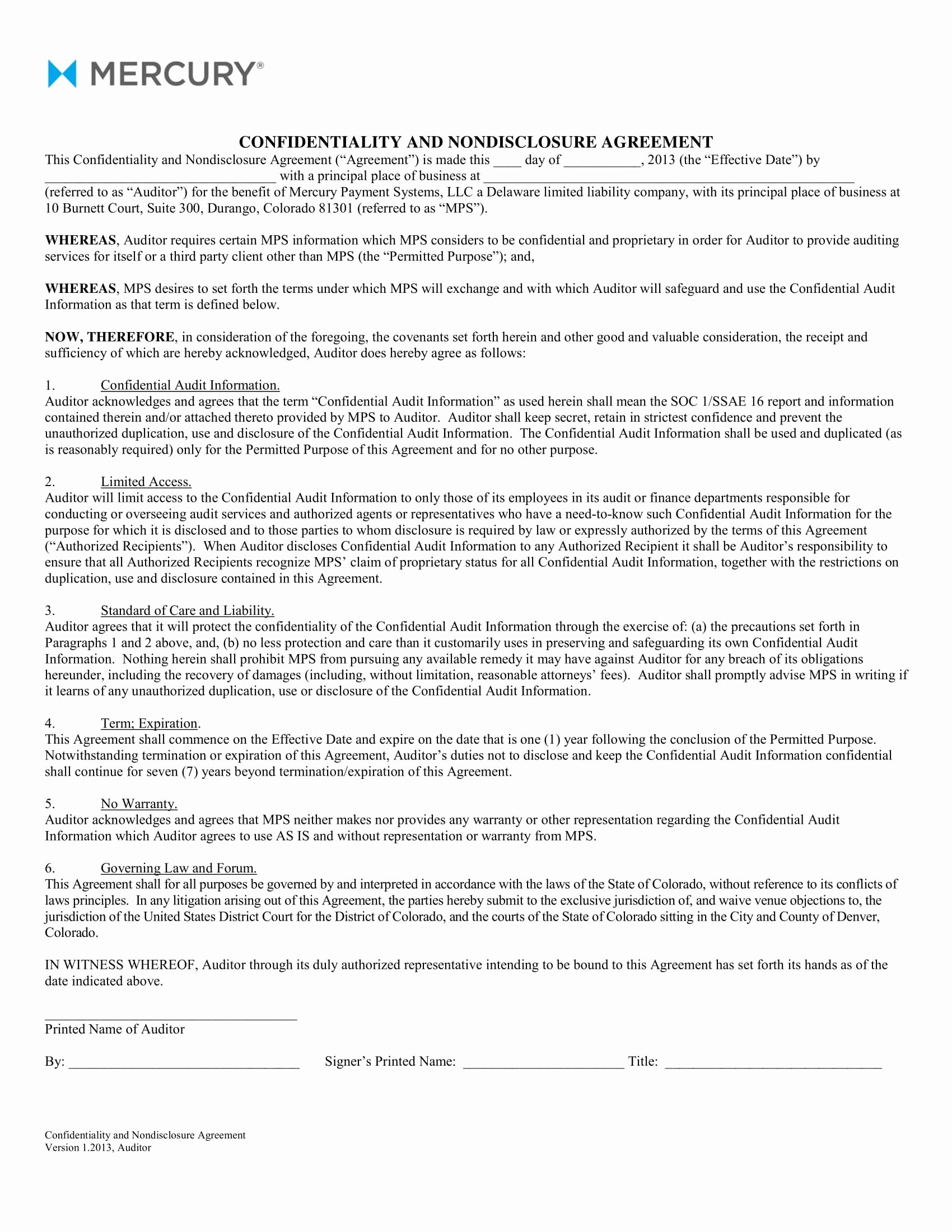 Letter Of Confidentiality Template New 9 Audit Confidentiality Agreement Examples Pdf