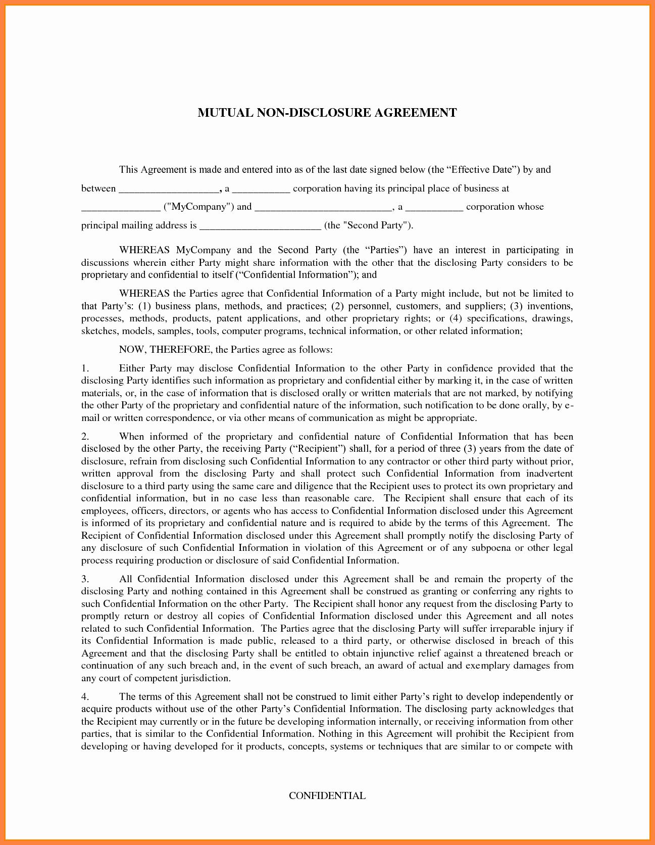 Letter Of Confidentiality Template Unique 5 Non Disclosure Confidentiality Agreement Sample