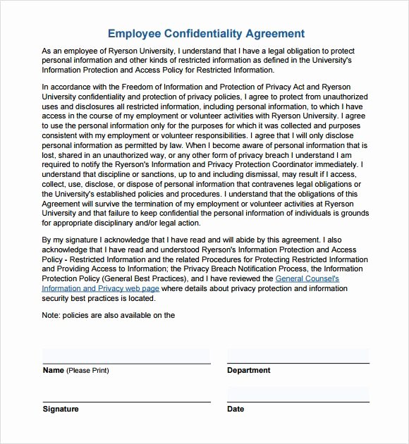 Letter Of Confidentiality Template Unique Employee Confidentiality Agreement Non Disclosure