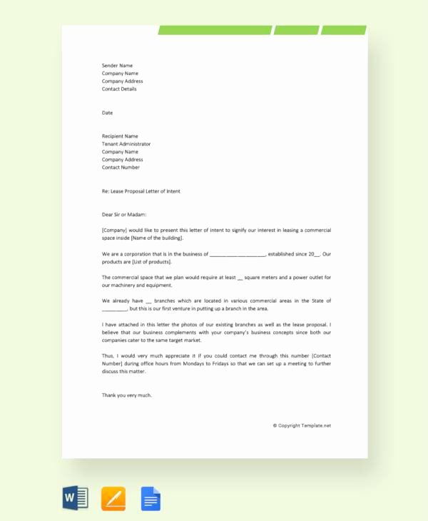 Letter Of Intent for Leasing Commercial Space Best Of 14 Sample Lease Proposal Letters Pdf Pages