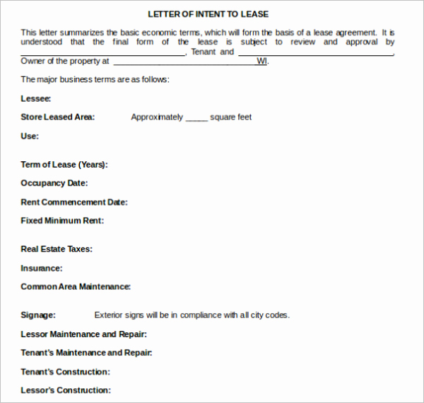 Letter Of Intent for Leasing Commercial Space Unique Letter Of Intent Lease How to Write Better Essays 6