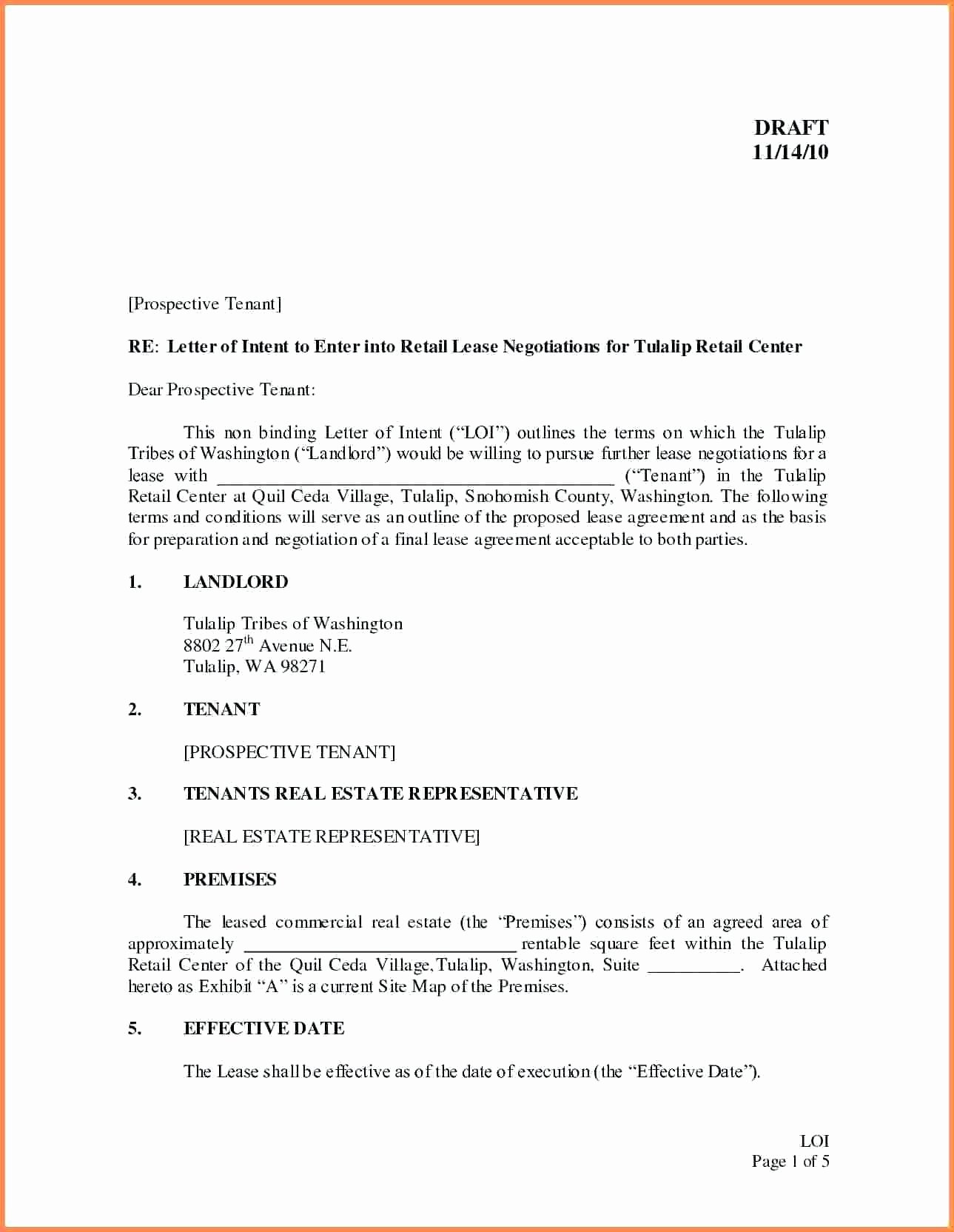 Letter Of Intent to Lease Sample Awesome Letter Intent to Lease Mercial Property Template