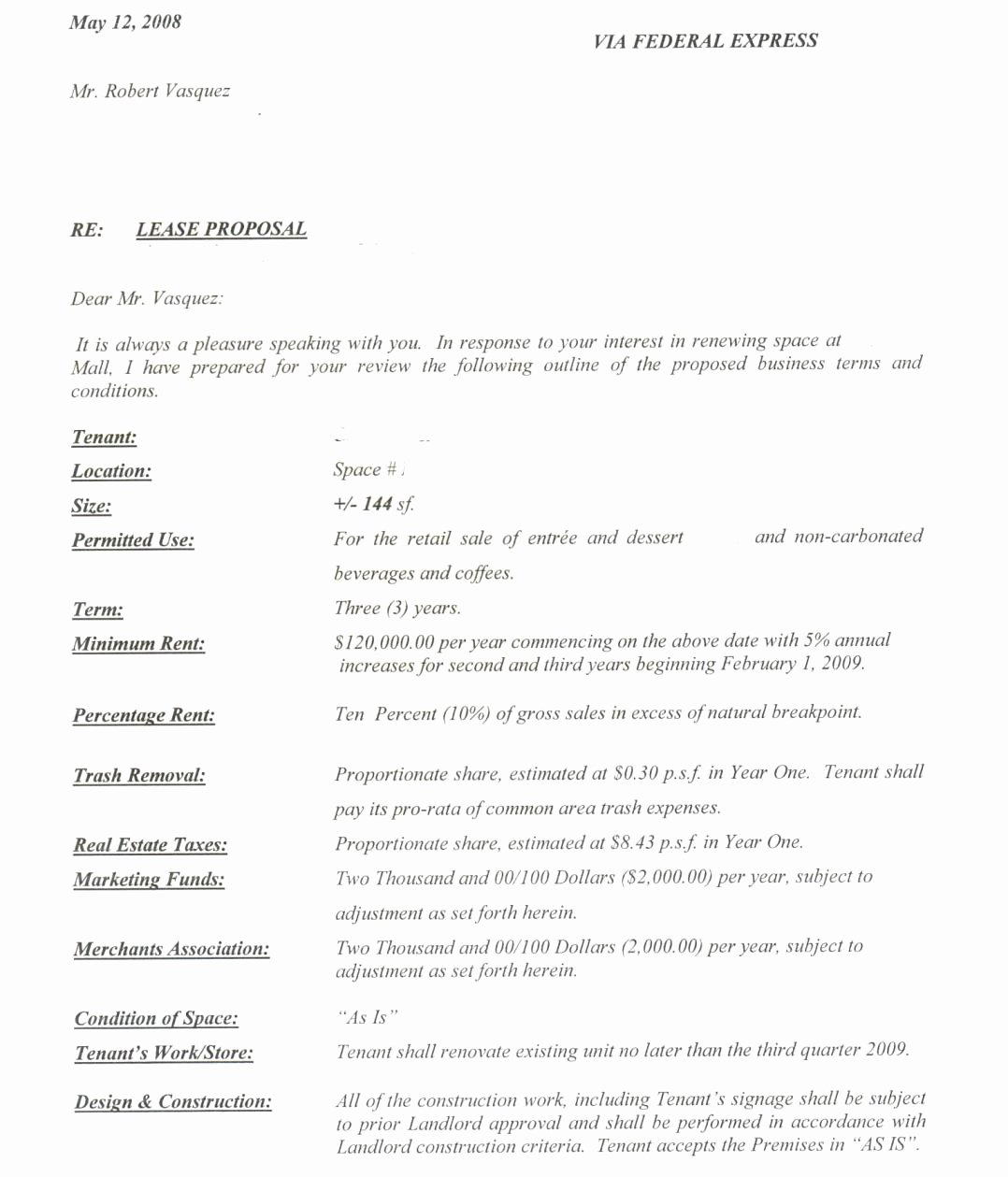 Letter Of Intent to Lease Template New Letter Intent to Lease Mercial Property Template