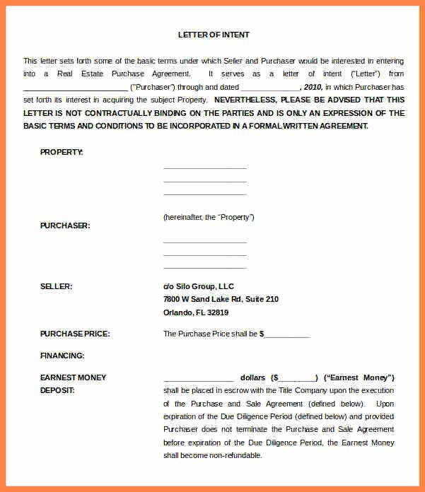 Letter Of Intent to Rent Property Beautiful 10 Letter Of Intent for Real Estate Purchase Template
