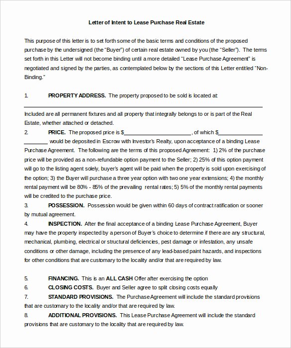Letter Of Intent to Rent Property Unique Real Estate Purchase Offer Cover Letter