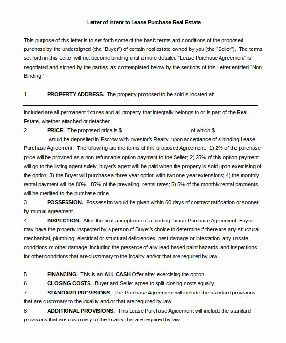 Letter Of Intent to Rent Property Unique Real Estate Purchase Offer Cover Letter