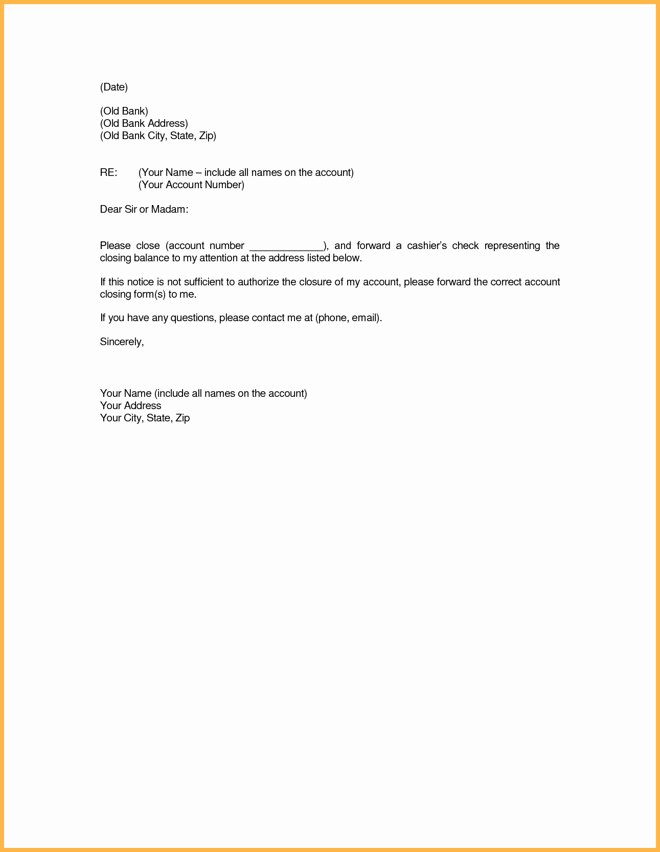 Letter to Close Bank Account Beautiful Account Paid Full Letter Close Bank Template Closing