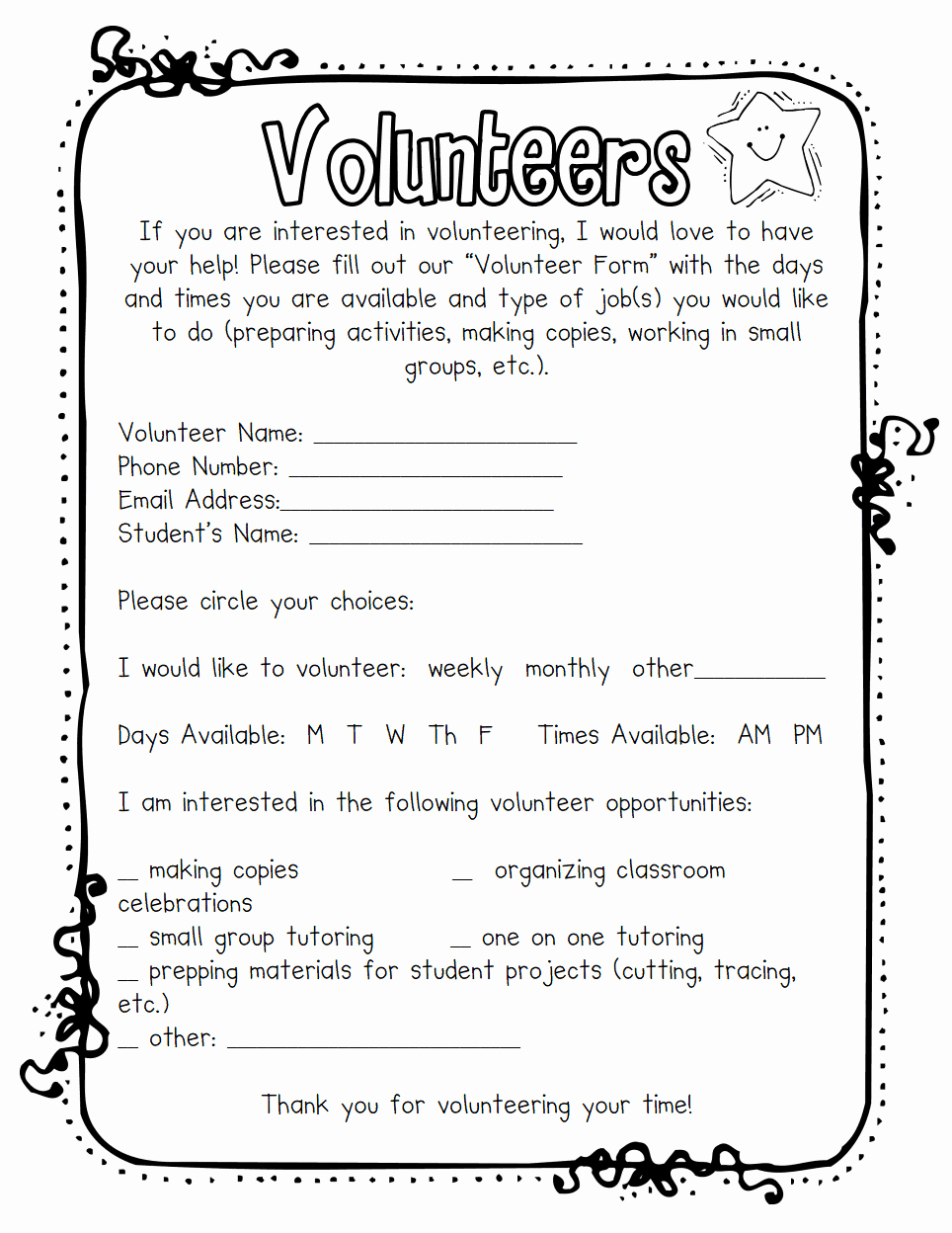 Letter to Garcia Pdf Lovely Volunteers Pdf Kindergarten