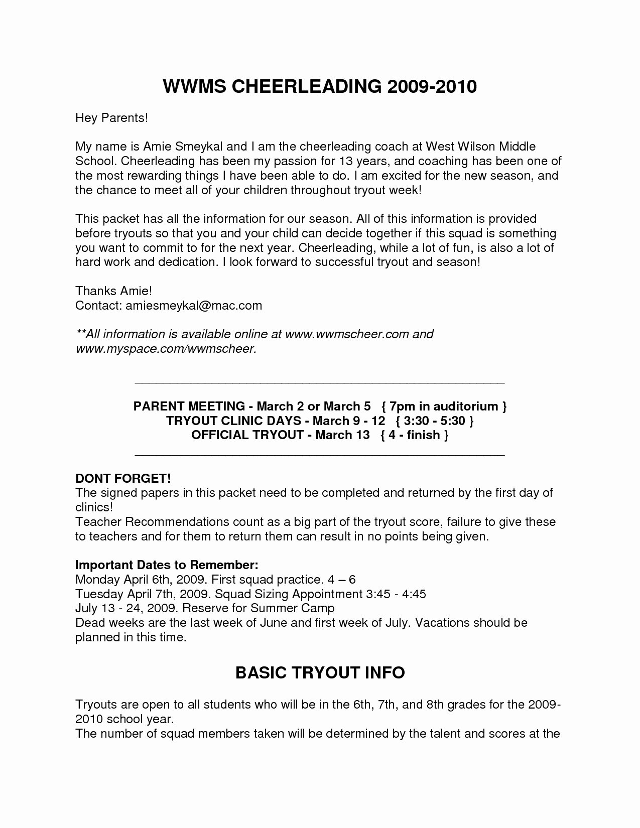 Letters to Parents Template Best Of Summer Camp Letter to Parents Template Samples