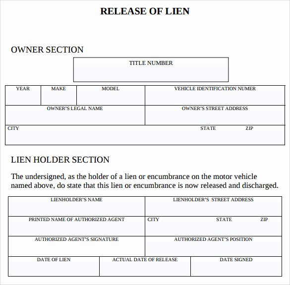 Lien Release Letter Template Awesome 9 Lien Release forms to Download