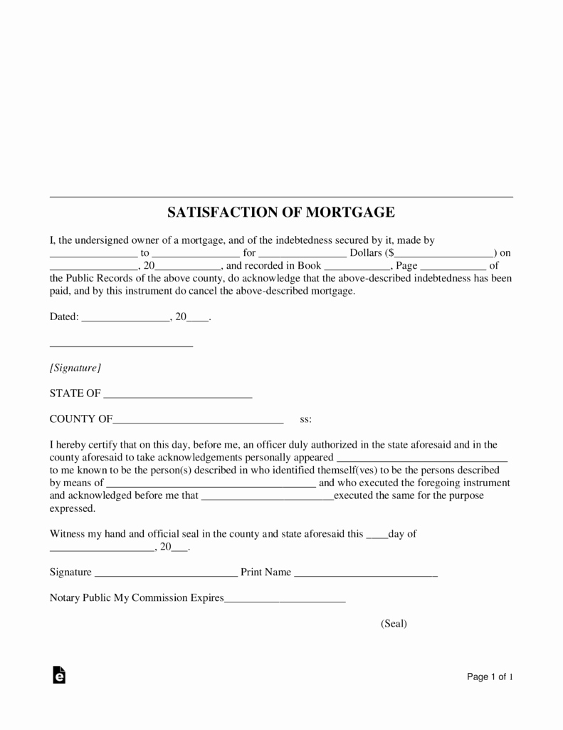 Lien Release Letter Template Beautiful Free Mortgage Lien Release Satisfaction Of Mortgage form