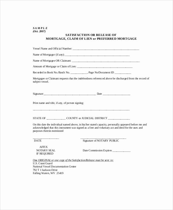 Lien Release Letter Template Fresh Sample Mortgage Release form 7 Examples In Word Pdf