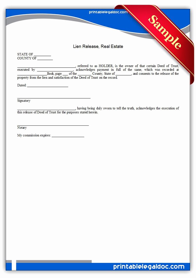 Lien Release Letter Template Lovely Free Printable Lien Release Real Estate