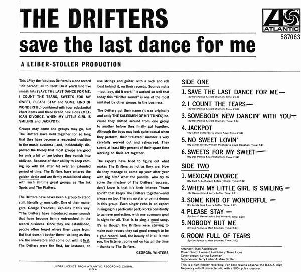 Liner Notes Examples Unique the Drifters &quot;save the Last Dance for Me&quot; Liner Notes by