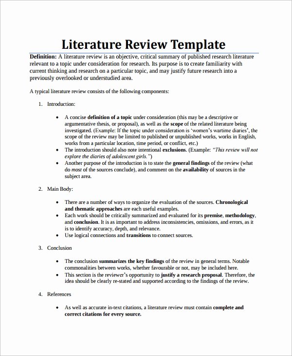 Literature Review Summary Table Template Elegant Sample Literature Review 7 Documents In Pdf Word