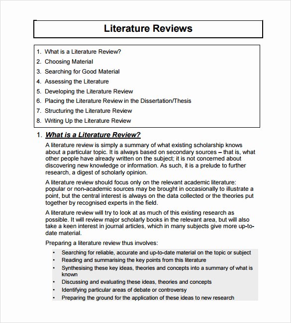 Literature Review Summary Table Template Luxury Sample Literature Review Template 6 Documents In Pdf Word