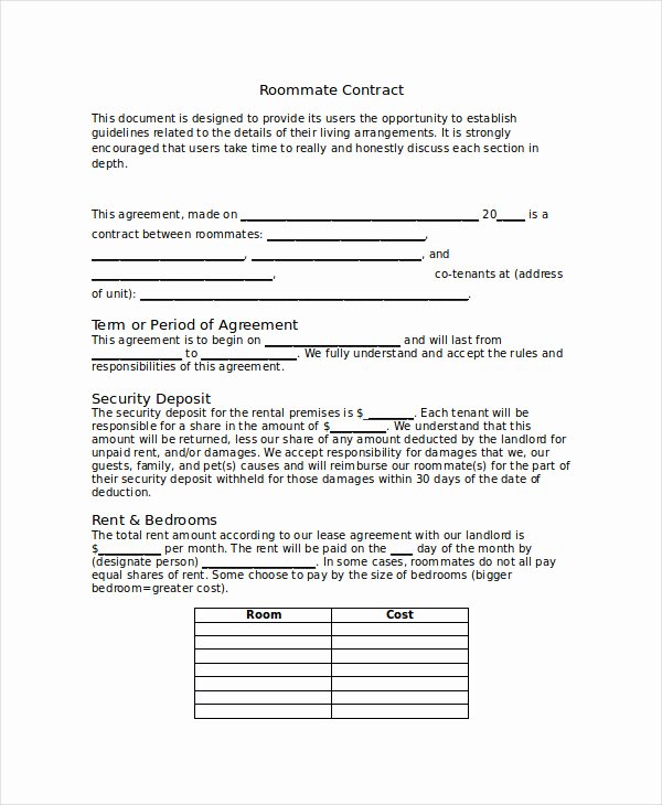 Living Agreement Template Awesome 8 Roommate Contract Template Word Google Docs Apple
