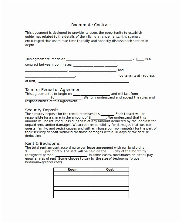 Living Agreement Template Awesome 8 Roommate Contract Template Word Google Docs Apple