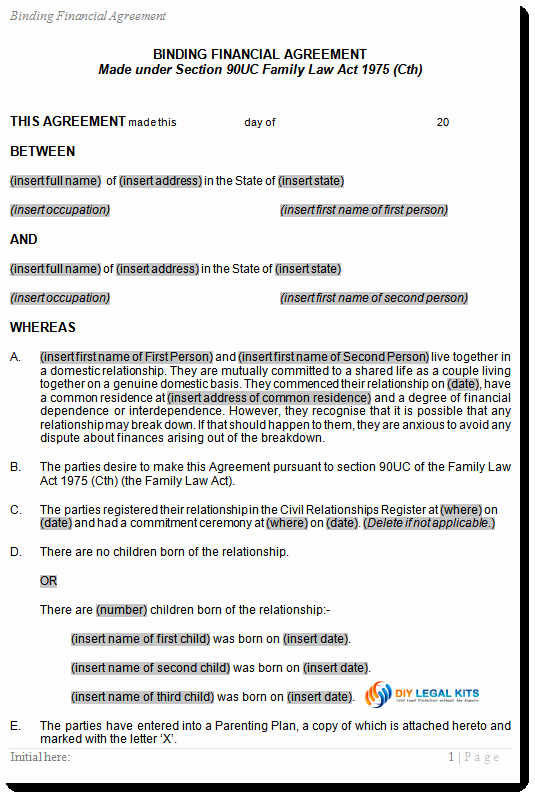 Living Agreement Template Awesome Cohabitation Agreement Template for De Facto Couples