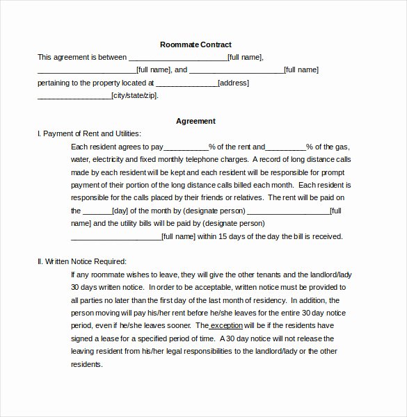 Living Agreement Template Elegant Roommate Agreement Template – 12 Free Word Pdf Document