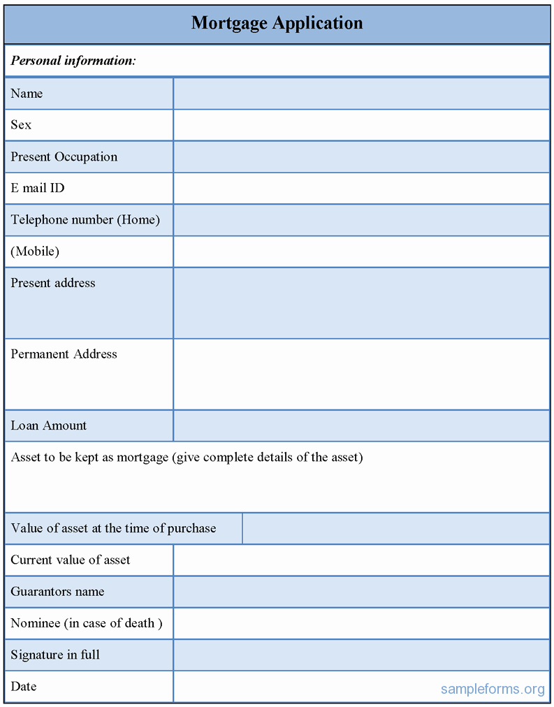 Loan Application form Sample Best Of Mortgage Application forms Sample forms