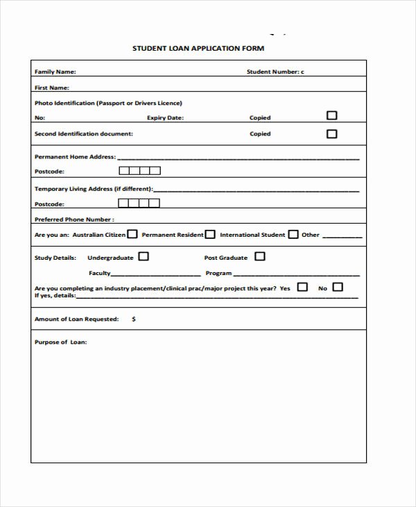 Loan Application form Sample Fresh 41 Student Application form Templates