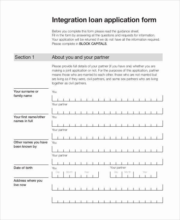 Loan Application form Sample Fresh 9 Sample Loan Application forms Sample Example format