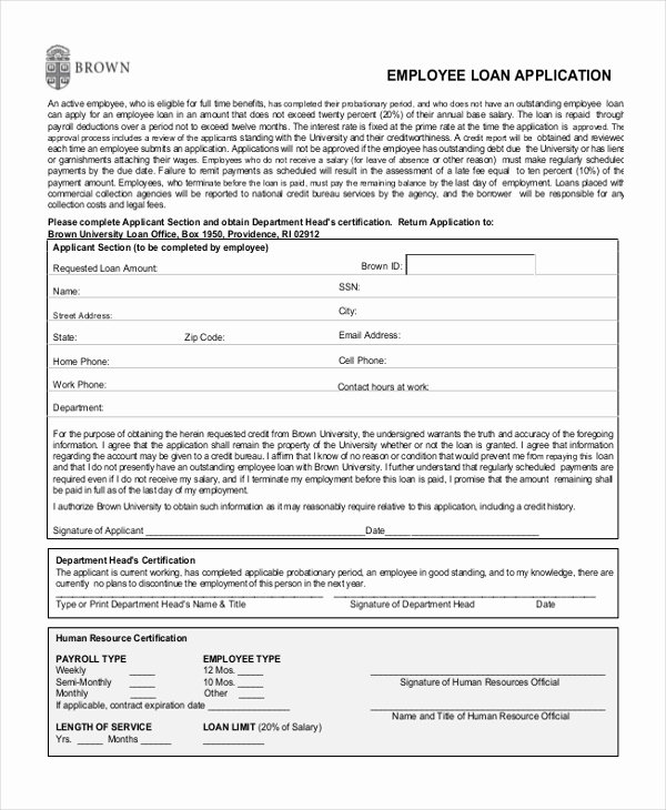 Loan Application form Sample Unique Sample Employee Application form 11 Free Documents In Pdf