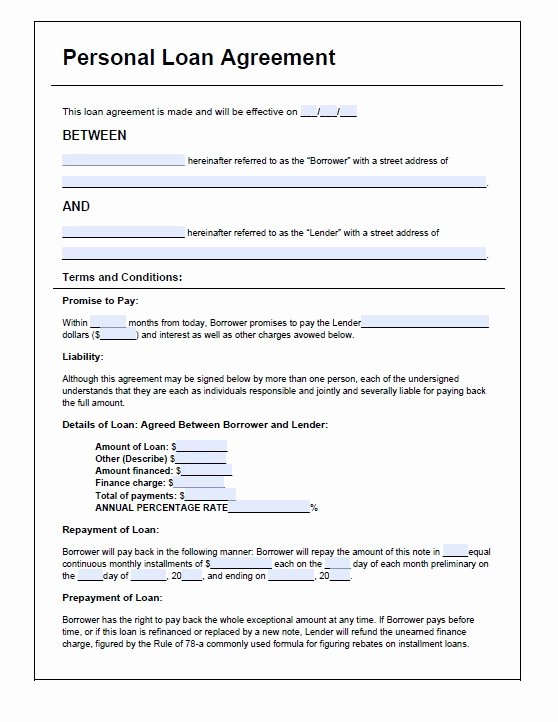 Loan Application Templates Lovely Free Loan Agreement Template