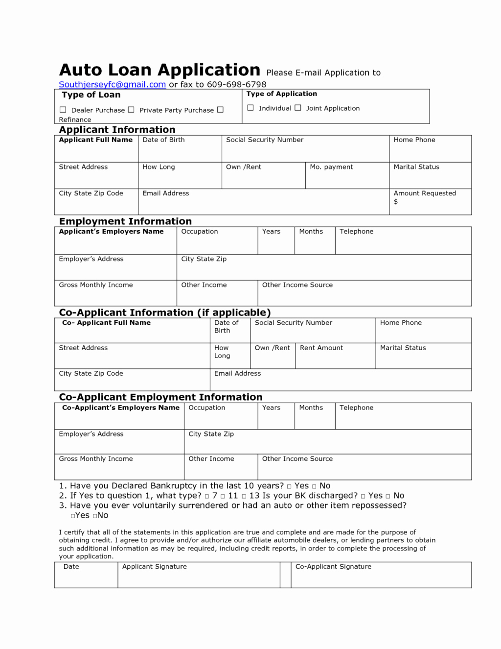 Loan Application Templates Unique Auto Credit Application Template