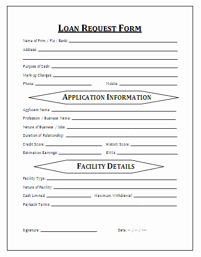 Loan form Template Awesome Loan Request form