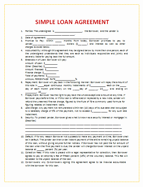 Loan form Template Beautiful 45 Loan Agreement Templates &amp; Samples Write Perfect