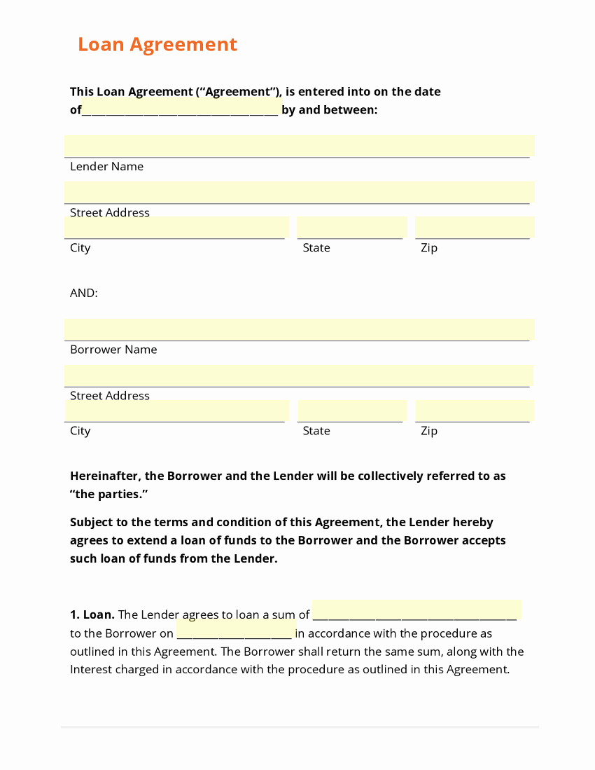 Loan form Template Best Of top 5 Free Loan Agreement Templates Word Templates