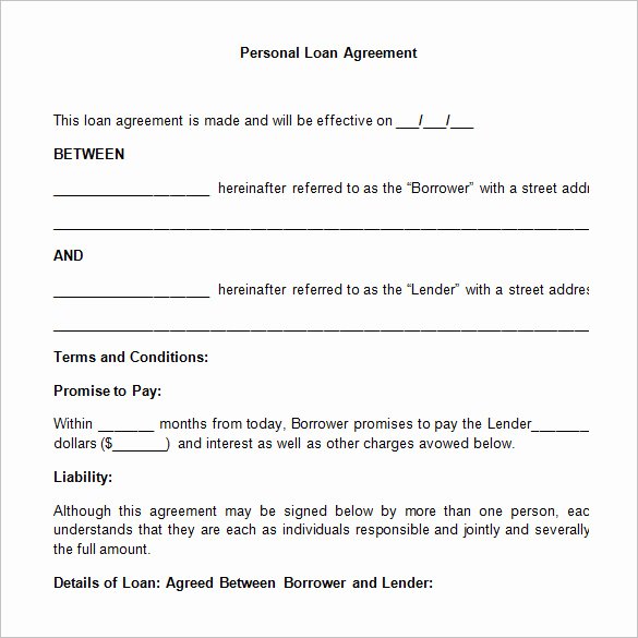 Loan form Template Inspirational Loan Contract Template – 20 Examples In Word Pdf