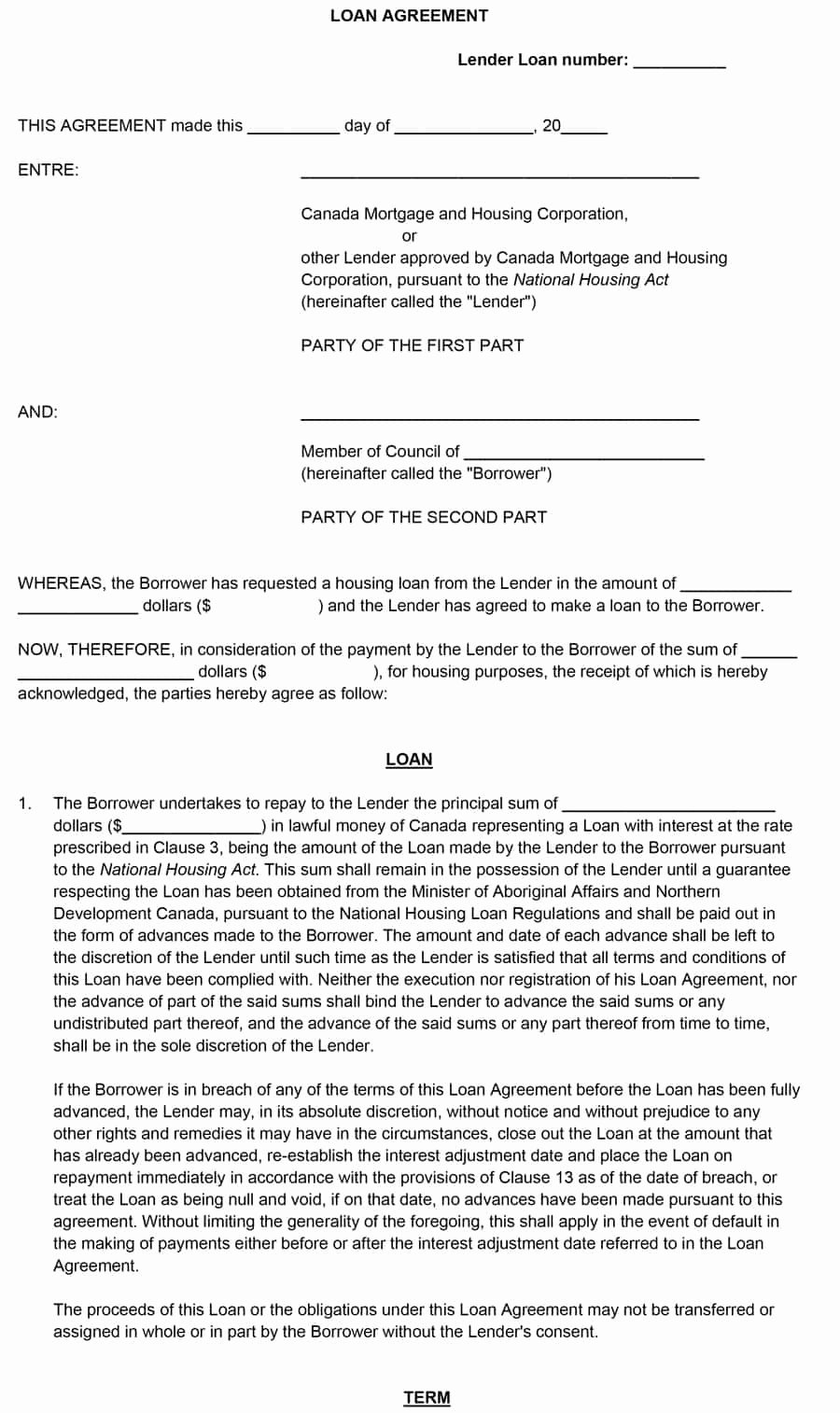 Loan form Template Lovely 40 Free Loan Agreement Templates [word &amp; Pdf] Template Lab