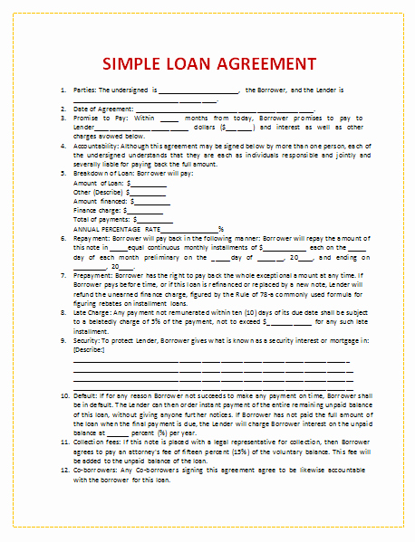Loan form Template New Document Templates Loan Agreement Template In Word