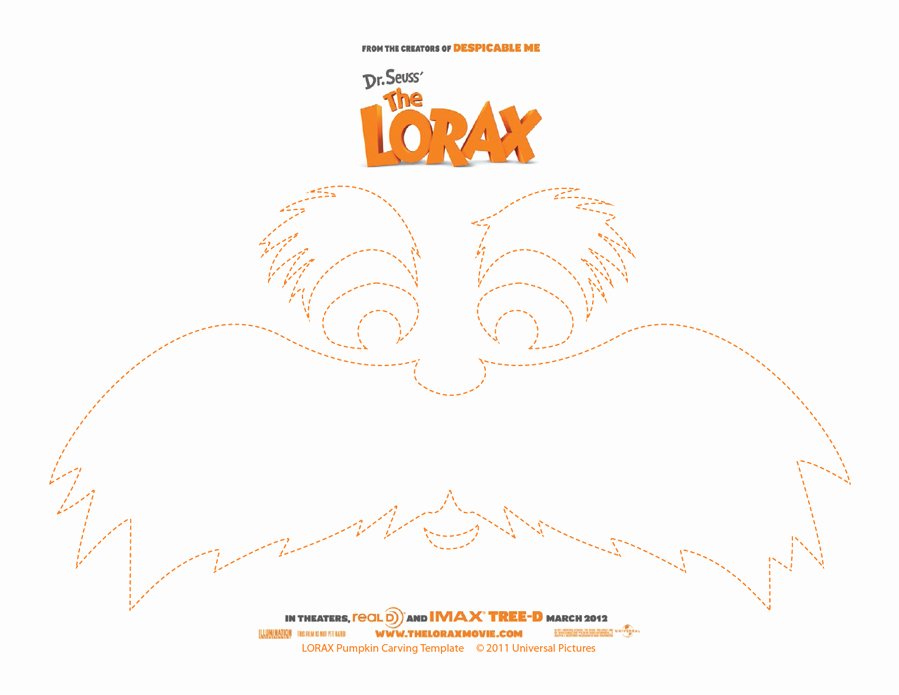 Lorax Mustache and Eyebrows Template New Lorax