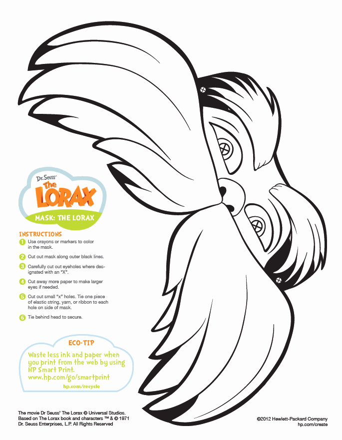 Lorax Mustache Printable