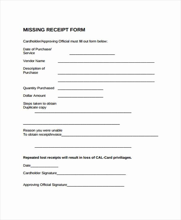 Lost Receipt form Template Awesome Receipt form In Pdf