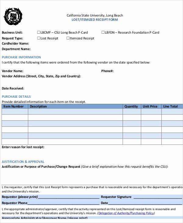 Lost Receipt form Template Awesome Receipt forms In Pdf