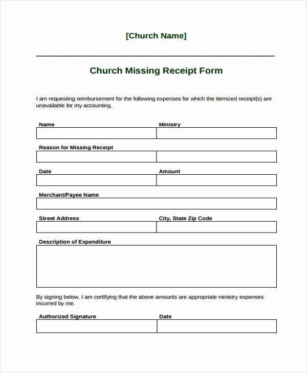 Lost Receipt form Template Beautiful Receipt form In Pdf